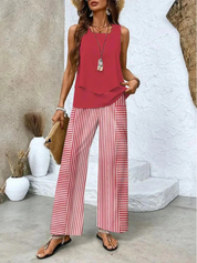 Ovelynra | Sleeveless Top and Wide-Leg Trousers Set