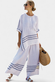 Wynric | Sophisticated Striped Asymmetrical Top & Bold Trousers