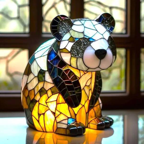 Bamboo – Magical Panda Lamp in Coloured Glass