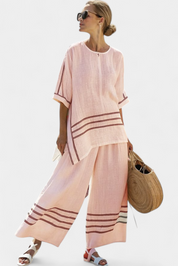 Wynric | Sophisticated Striped Asymmetrical Top & Bold Trousers