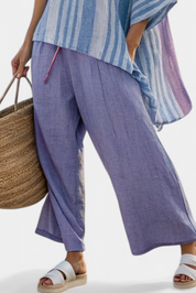 Zellora | Elegant Lavender & Sky Blue Top & Linen Trousers