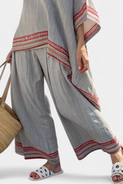 Daelric | Sophisticated Asymmetrical Blouse & Ethnic Wide-Leg Trousers