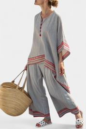 Daelric | Sophisticated Asymmetrical Blouse & Ethnic Wide-Leg Trousers