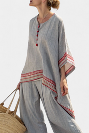 Daelric | Sophisticated Asymmetrical Blouse & Ethnic Wide-Leg Trousers