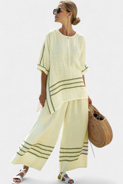 Wynric | Sophisticated Striped Asymmetrical Top & Bold Trousers