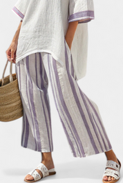 Luxmere | Comfortable Relaxed Blouse & Striped Bamboo Trousers