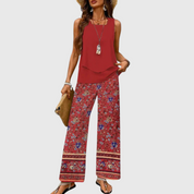 Ovelynra | Sleeveless Top and Wide-Leg Trousers Set