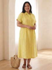 Linda | Striped Button Front Midi Dress