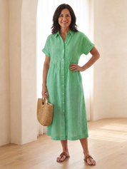 Linda | Striped Button Front Midi Dress