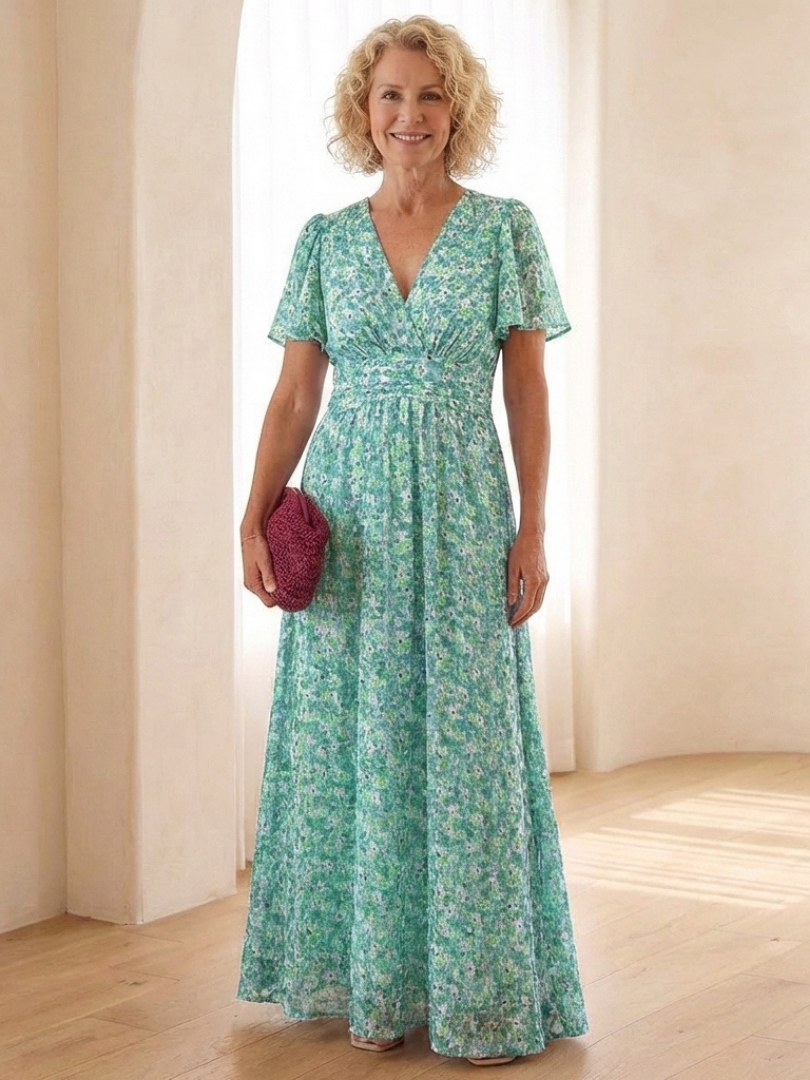 Marissa | Floral Short Sleeve Maxi Dress