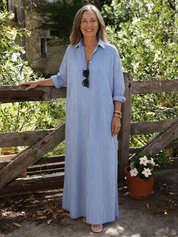 Elena | Striped Maxi Shirt Dress
