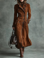 Thea | Double-breasted Suede Coat