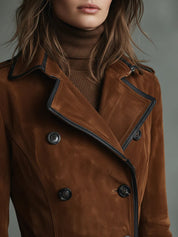 Thea | Double-breasted Suede Coat
