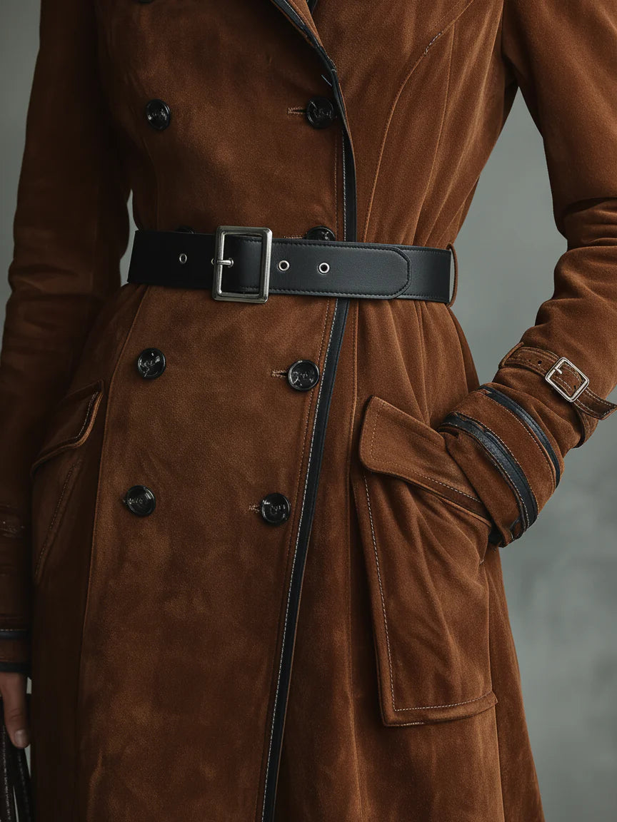 Thea | Double-breasted Suede Coat