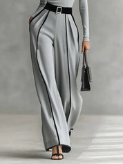 Nia | Long Sleeve Top with Wide Leg Trousers and Belt Set