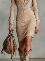 Harper | Slim Suede Midi Dress