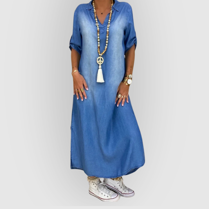 Lea | Denim Maxi Dress