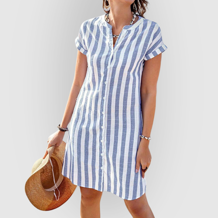 Martine | Elegant Striped Shirt Dress