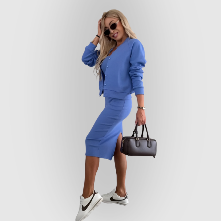 Manon | Comfy Midi Dress & Cardigan Set