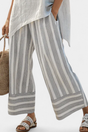Talvora | Elegant Asymmetrical Blouse & Striped Trousers