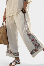 Tameric | Sophisticated Embroidered Raw Blouse & Wide Trousers